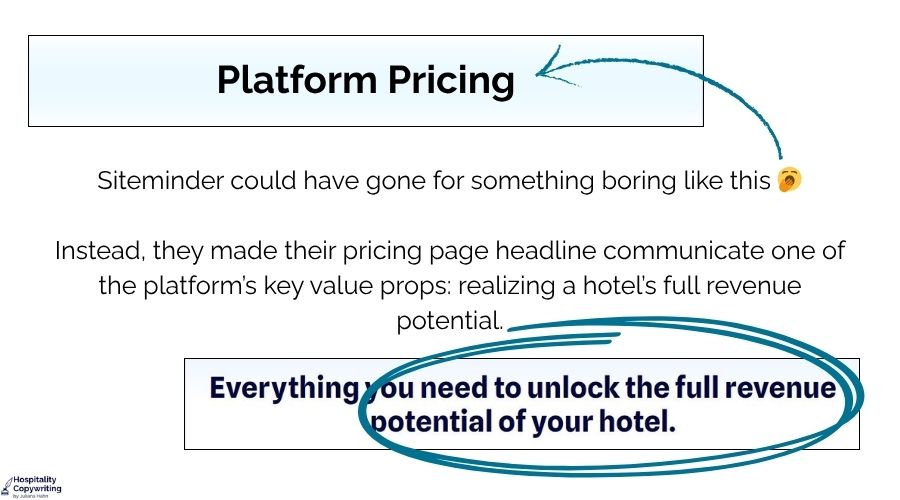 Good vs boring pricing page headline